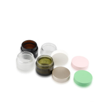 Custom Logo Wholesale 50 ml Cosmetics Cream Skincare Frosted Clear Green Amber Glass Jars with Aluminium Metal Lid